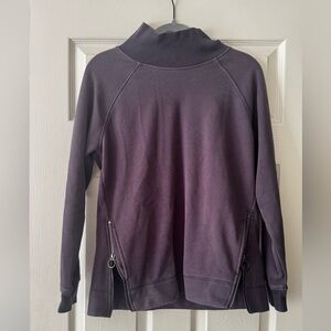 Athleta Women's Deep Purple Sweatshirt with a Side Cut Zippers
